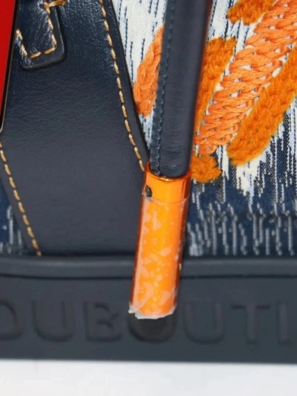 Christian Louboutin Explorafunk Small Denim Backpack - Orange/Navy